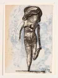Bambola su una gamba sola, 2014 (monoprint e pittura acrilica)