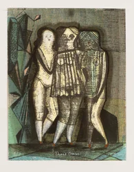 Tre Grazie, 2014 (litografia mokulito con colorazione a mano)