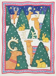 Renna intorno agli alberi di Natale