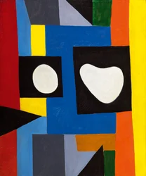 Composizione architettonica, 1951 circa (olio su tela)