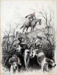 Scena di caccia in Inghilterra: Cani