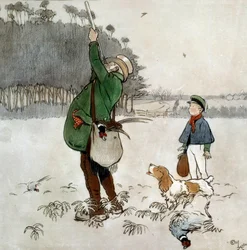Il cacciatore che spara alle anatre