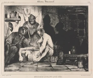 Soldati che giocano a dadi, primi anni 1900