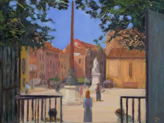 Posing in Campo Santo Stefano (oil on canvas)