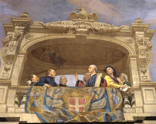 Macchiavelli, A. Gentili, Pier Capponi e Cavour (dettaglio)