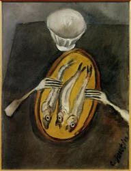 Natura morta con aringhe, 1916 circa (dipinto su tela)