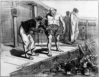 Bagni a Parigi; Caricatura di Cham