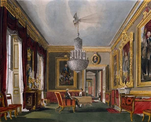 Anticamera ovest, incisione di Richard Reeve su disegno di Charles Wild, da The History of the Royal Residences