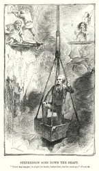 Stephenson scende nel pozzo (incisione)