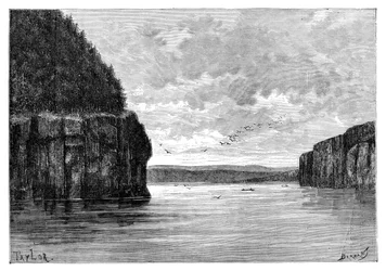 Il fiume Angara, sotto le rapide di Padunskiy, Siberia, Russia, 1895