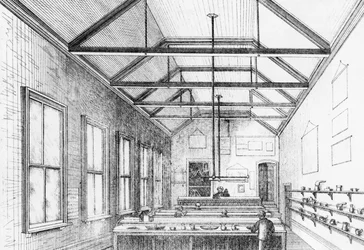 Laboratorio chimico, Dulwich College, c.1870