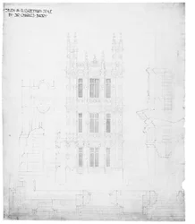 Studio in stile elisabettiano, disegno per le Case del Parlamento, c.1836-40