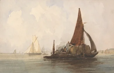 Chiatta di fieno in mare calmo