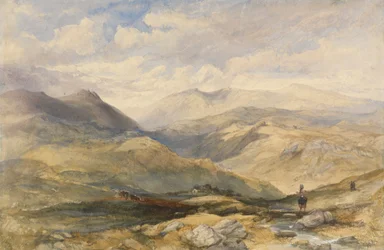 Paesaggio delle Highlands con figure
