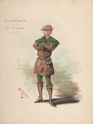Costume per Touchstone, foglio descrittivo del costume e degli accessori