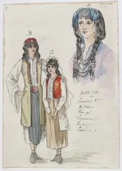 Holmès - La montagna nera - costumi di Charles Bianchini - 09. Le bambine. Le signorine Charrier 2e, Gillet, Taugh, Lozeran, Renoir, Evel
