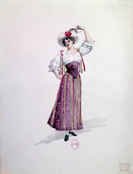 Costume di giovane donna (Nedda o Colombina?) per l