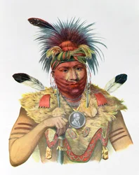 Ne-Sou-A-Quoit, un capo Fox, illustrazione da «The Indian Tribes of North America», di Thomas L. McKenney e James Hall, pubblicato da John Grant