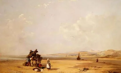 Pescatori che Scaricano il Loro Pescato sulla Spiaggia di Cardigan Bay