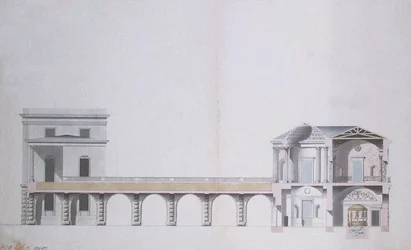 Sezione trasversale del Padiglione di Agata e Giardino Pensile a Tsarskoye Selo, c.1780