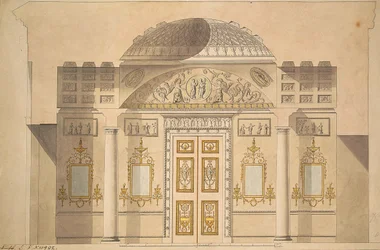 Elevazione del Muro dello Specchio nello Studio di Diaspro nel Padiglione di Agata a Tsarskoye Selo