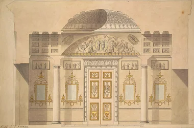 Elevazione del Muro degli Specchi nello Studio di Diaspro del Padiglione di Agata a Tsarskoye Selo