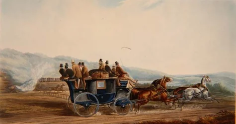 La strada contro la ferrovia, inciso da J. Harris, da 