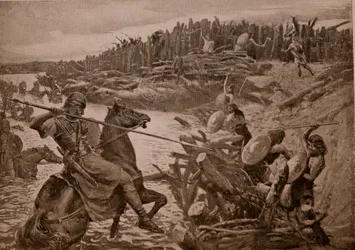 Cesare attraversa il Tamigi, illustrazione da 