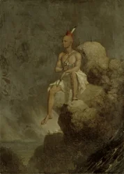 Guerriero indiano sul bordo di un precipizio, 1847