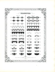 Collezione di vignette decorative ed elementi ornamentali (stampa)