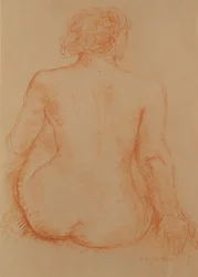 Nudo seduto di schiena
