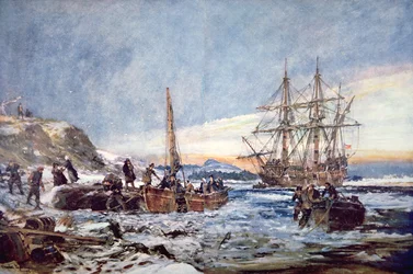 Sbarco dei Padri Pellegrini a Plymouth, Nuova Inghilterra nel 1620