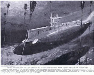 Il Tenente Comandante Boyle premiato con la VC per aver evitato le mine turche nel suo sottomarino mentre attraversava i Dardanelli, 1915
