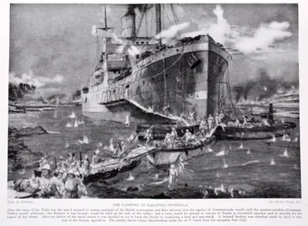 Lo sbarco nella penisola di Gallipoli, illustrazione da 