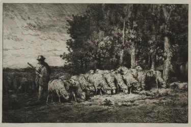 Un gregge al margine di una foresta, 1880