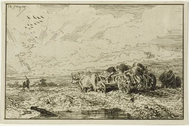Paesaggio con carro trainato da buoi