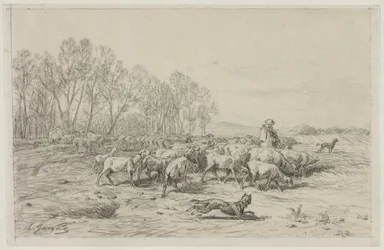 Paesaggio con gregge di pecore, 1800