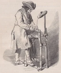 Musée du Louvre, collezione di disegni, Le Remouleur, di Watteau, dal Magasin Pitto..., ca. 1852