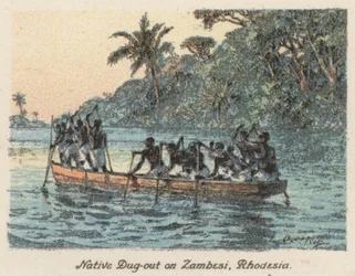 Sudafrica: Canoe indigene sullo Zambesi, Rhodesia