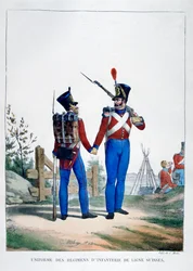 Uniforme di un reggimento di fanteria svizzera, Francia, 1823