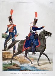 Uniforme di un reggimento di artiglieria a cavallo, Francia, 1823