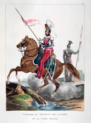 Uniformi di un reggimento di lancieri della guardia reale francese, 1823