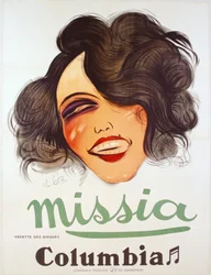 Poster della Columbia Records che pubblicizza la cantante francese, Missia, c.1935