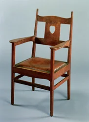Sedia da pranzo con braccioli e sedile estraibile, c.1902