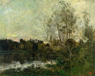 Un lago nel bosco al crepuscolo, ca. 1865