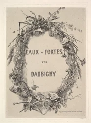Ghirlanda di fiori selvatici, titolo per Eaux-Fortes par Daubigny