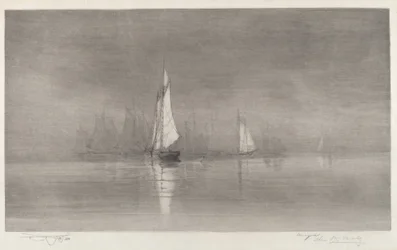 Senza titolo (Scena portuale con barche a vela)
