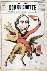 Caricatura di La Citoyenne Louise Michel - in "Le Don Quixote" del 05/05/1882