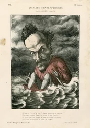 Grimaces contemporanei - Illustrazione di Charles Gilbert-Martin (1839-1905): Rochefort Henri (1831-1913) - Mare