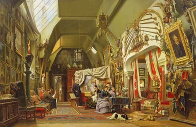 Eugene Giraud (1806-81) nel suo studio con suo fratello, Charles e suo figlio, Victor